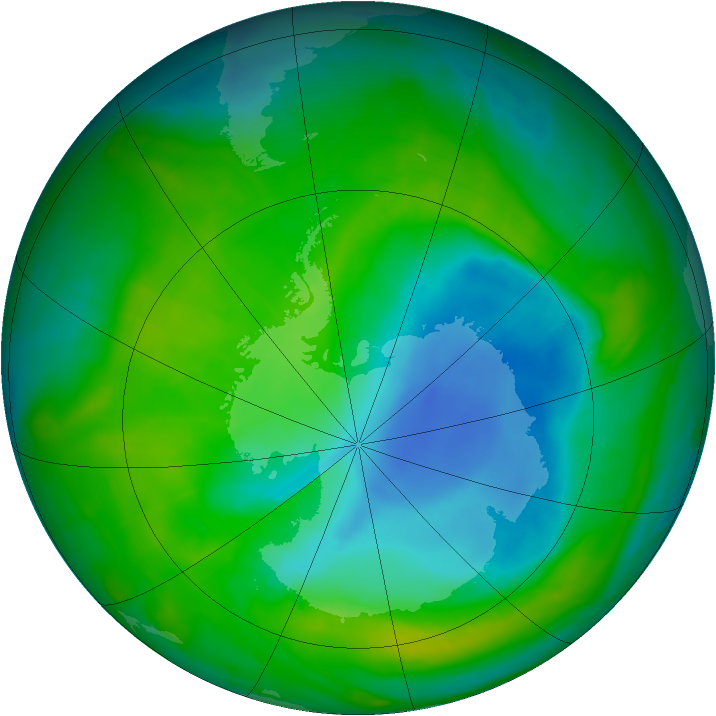 Antarctic ozone map for 04 December 2014